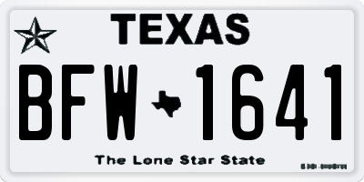 TX license plate BFW1641