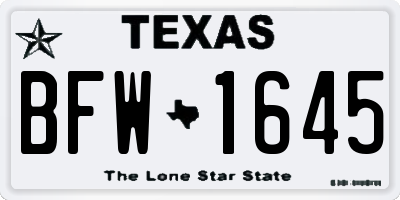 TX license plate BFW1645