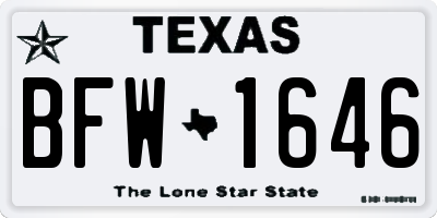 TX license plate BFW1646
