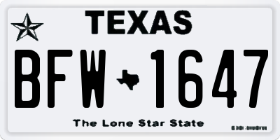 TX license plate BFW1647