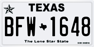 TX license plate BFW1648