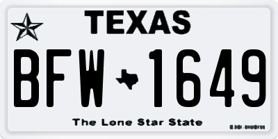 TX license plate BFW1649