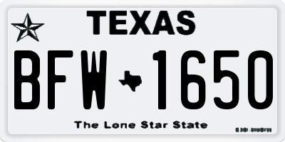 TX license plate BFW1650