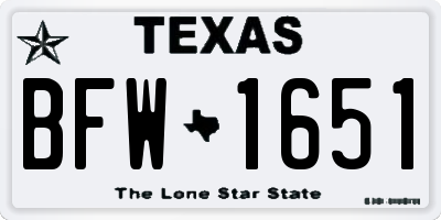 TX license plate BFW1651
