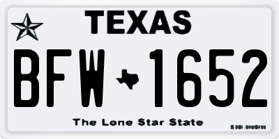 TX license plate BFW1652