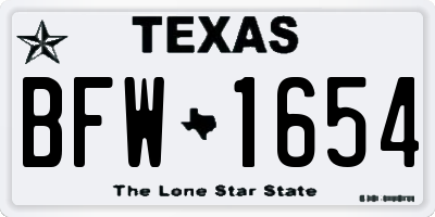 TX license plate BFW1654