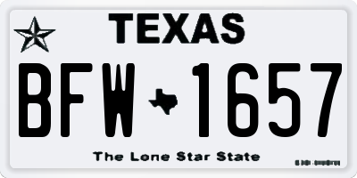 TX license plate BFW1657