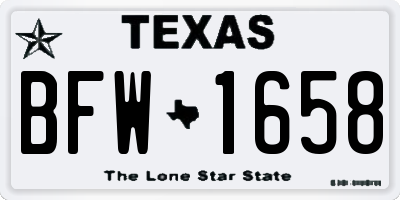 TX license plate BFW1658