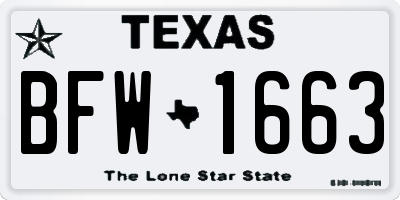 TX license plate BFW1663