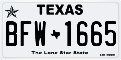 TX license plate BFW1665