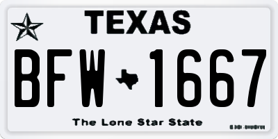 TX license plate BFW1667