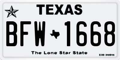 TX license plate BFW1668