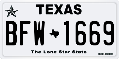 TX license plate BFW1669