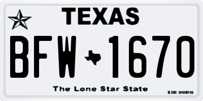 TX license plate BFW1670