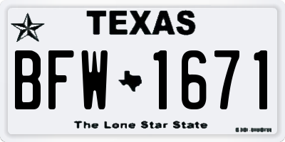 TX license plate BFW1671