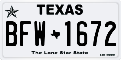 TX license plate BFW1672