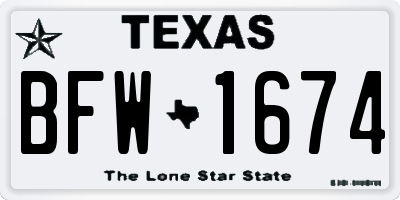 TX license plate BFW1674