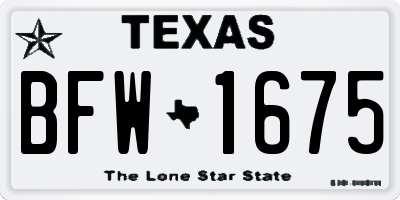 TX license plate BFW1675
