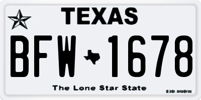 TX license plate BFW1678