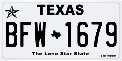 TX license plate BFW1679