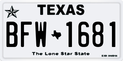 TX license plate BFW1681