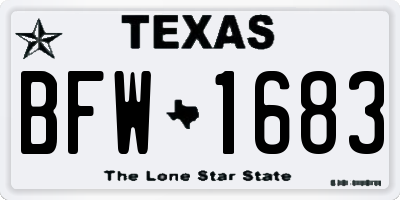 TX license plate BFW1683