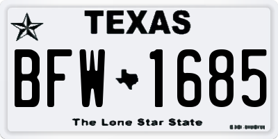 TX license plate BFW1685