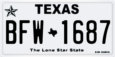 TX license plate BFW1687