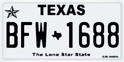 TX license plate BFW1688