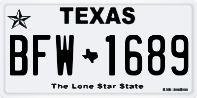 TX license plate BFW1689