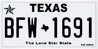 TX license plate BFW1691