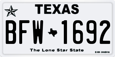 TX license plate BFW1692