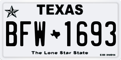 TX license plate BFW1693