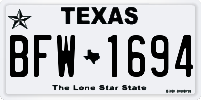 TX license plate BFW1694