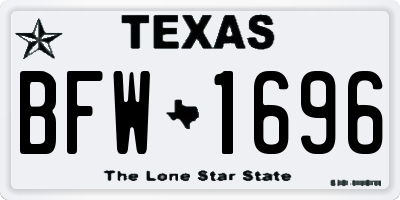 TX license plate BFW1696