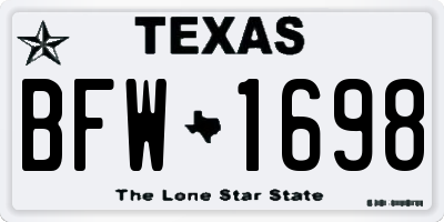 TX license plate BFW1698