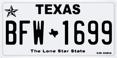 TX license plate BFW1699