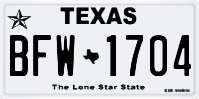 TX license plate BFW1704