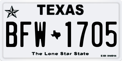 TX license plate BFW1705