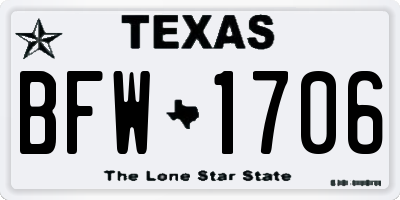 TX license plate BFW1706