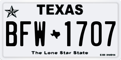 TX license plate BFW1707