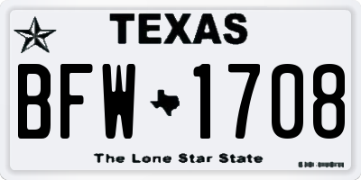 TX license plate BFW1708