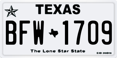 TX license plate BFW1709