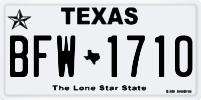 TX license plate BFW1710