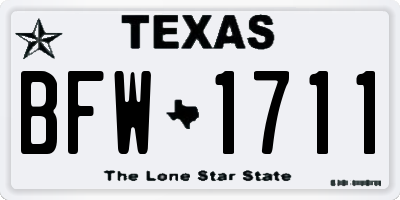 TX license plate BFW1711