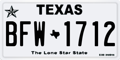 TX license plate BFW1712
