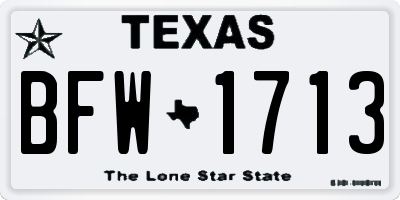 TX license plate BFW1713