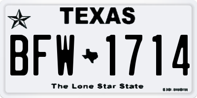 TX license plate BFW1714