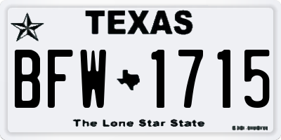 TX license plate BFW1715