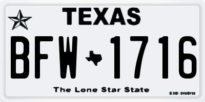 TX license plate BFW1716